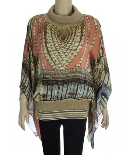Class Roberto Cavalli Elegant SILK Black Label Blouse Turtle neck NWOT