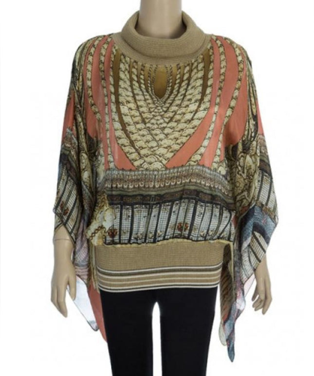 Class Roberto Cavalli Elegant SILK Black Label Blouse Turtle neck NWOT