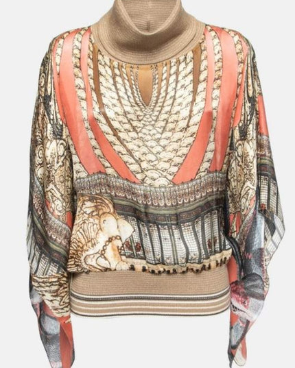 Class Roberto Cavalli Elegant SILK Black Label Blouse Turtle neck NWOT