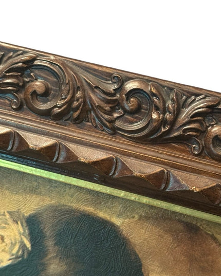 Framed Spanish Vintage Art Print with Ornate Carved Wood Frame