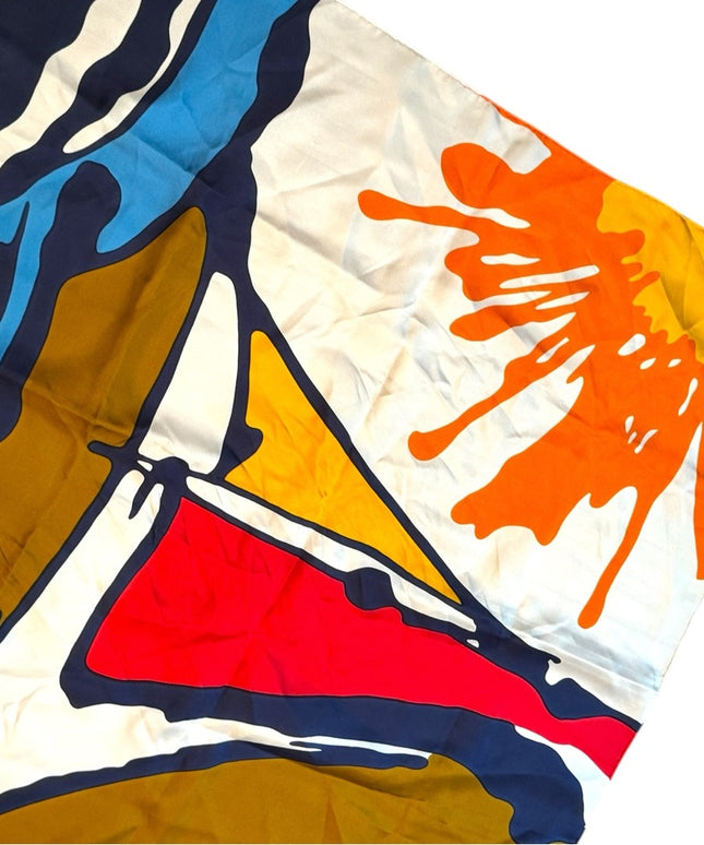 Jacques Heim Colorful Vintage Sailboat Silk Scarf Paris France RARE