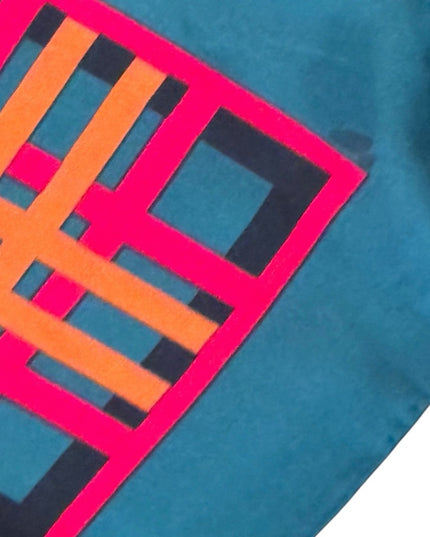 Vintage Albert Nippon Plaid Silk Scarf in Teal and Red