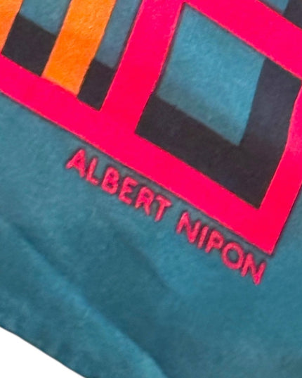 Vintage Albert Nippon Plaid Silk Scarf in Teal and Red