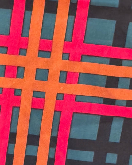 Vintage Albert Nippon Plaid Silk Scarf in Teal and Red