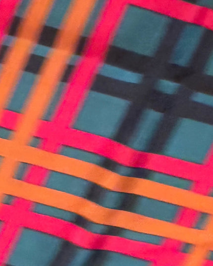 Vintage Albert Nippon Plaid Silk Scarf in Teal and Red