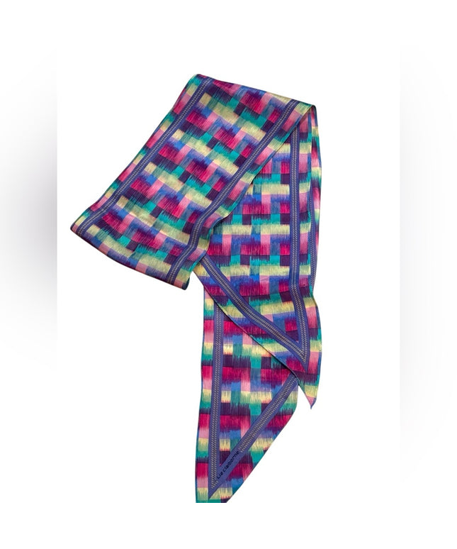 Colorful Vintage Liz Claiborne Pink Geometric Patterned Scarf