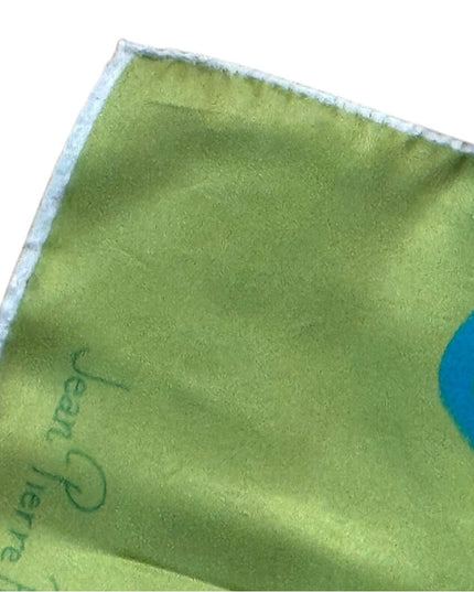 Jean Pierre Roger Paris Vintage Green & Blue Modernist Women Silk Scarf RARE