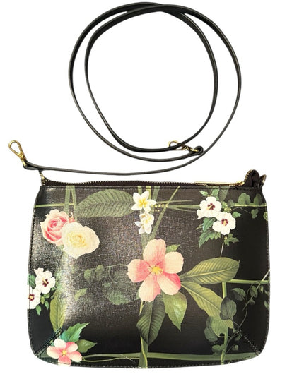 Ted Baker Floral Black Crossbody Bag Colorful Flowers & Black