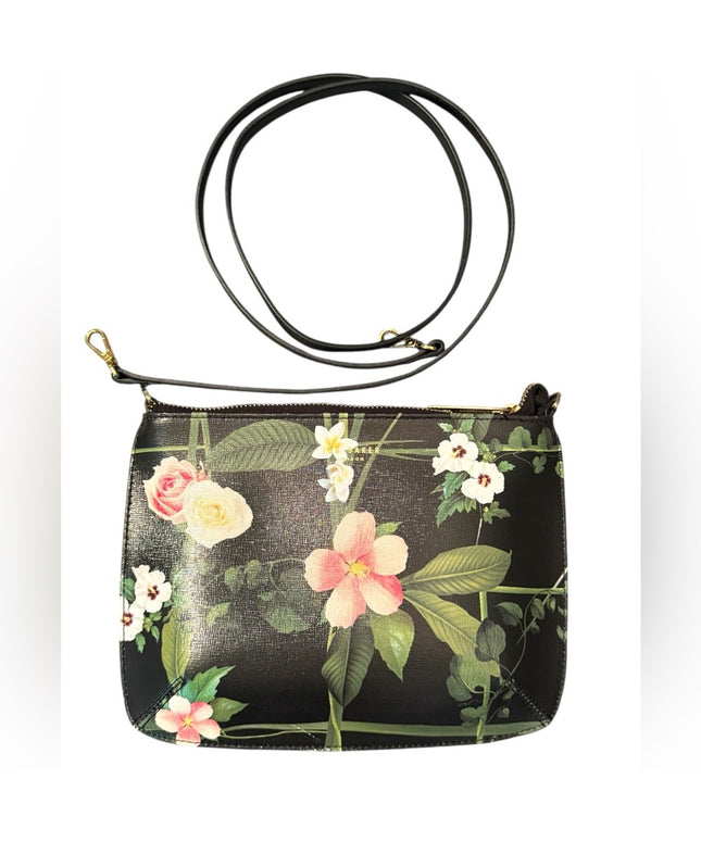 Ted Baker Floral Black Crossbody Bag Colorful Flowers & Black