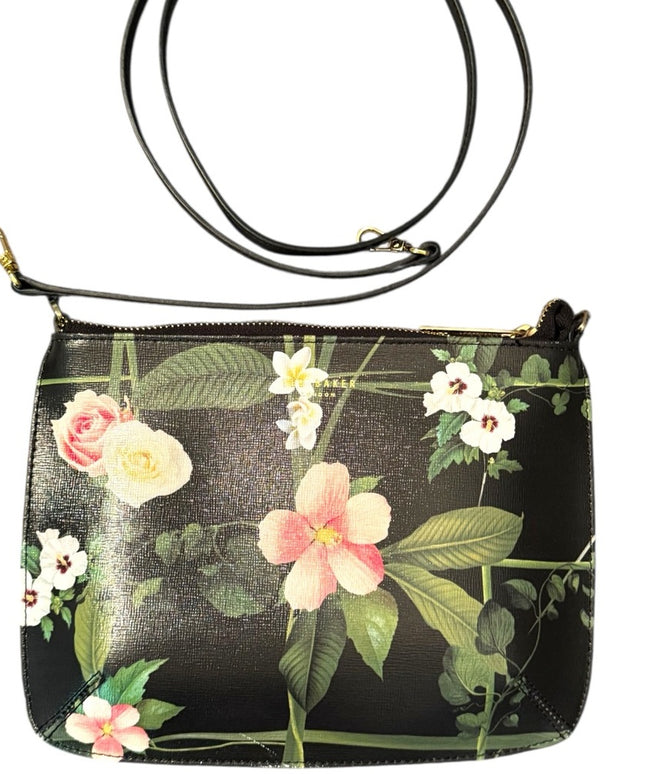 Ted Baker Floral Black Crossbody Bag Colorful Flowers & Black