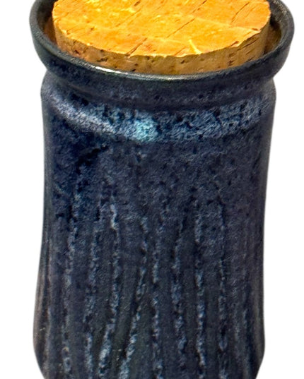 Blue Handmade signed Pottery Ceramic Jar with Cork Lid