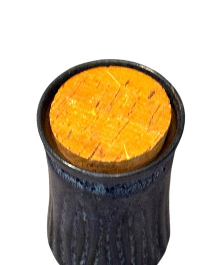 Blue Handmade signed Pottery Ceramic Jar with Cork Lid