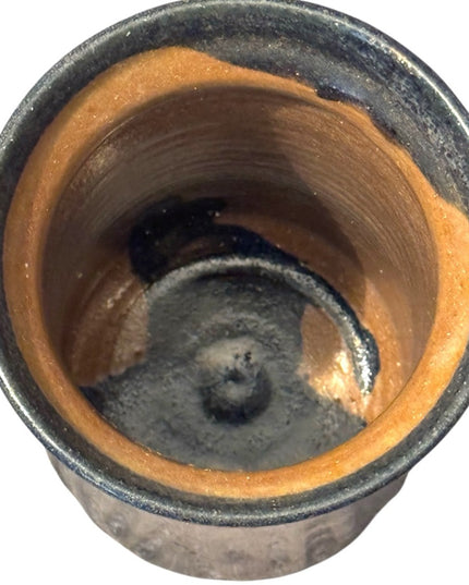 Blue Handmade signed Pottery Ceramic Jar with Cork Lid
