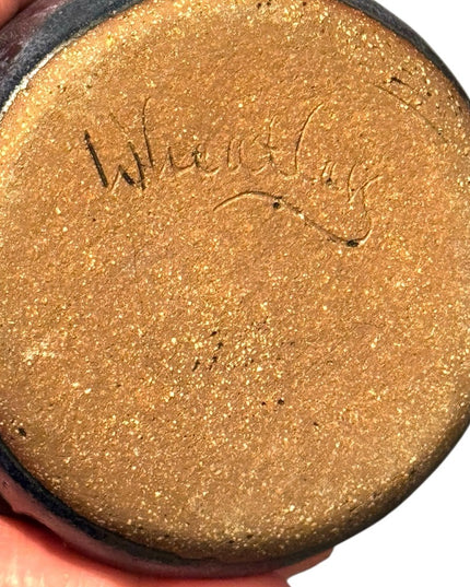Blue Handmade signed Pottery Ceramic Jar with Cork Lid