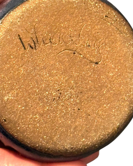Blue Handmade signed Pottery Ceramic Jar with Cork Lid