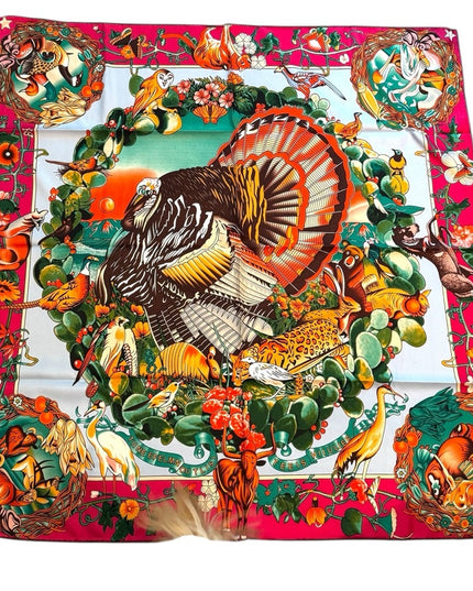 Vibrant Animal Print Turkey Stunning Print Silk Scarf Paris France
