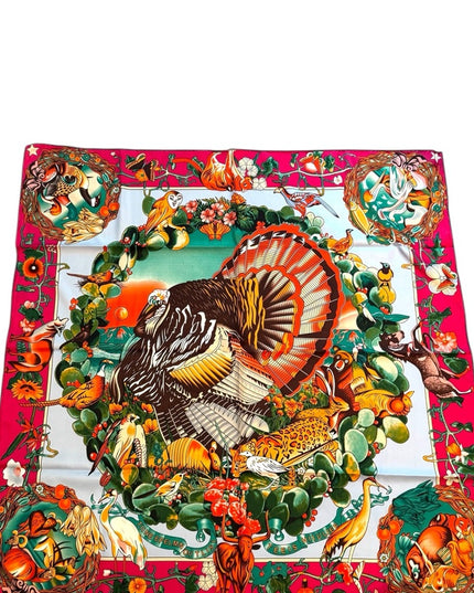 Vibrant Animal Print Turkey Stunning Print Silk Scarf Paris France