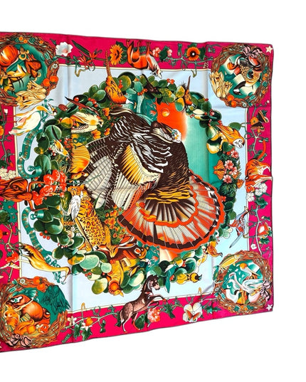 Vibrant Animal Print Turkey Stunning Print Silk Scarf Paris France