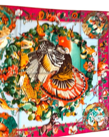 Vibrant Animal Print Turkey Stunning Print Silk Scarf Paris France