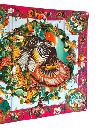 Vibrant Animal Print Turkey Stunning Print Silk Scarf Paris France