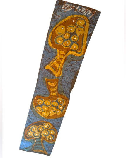 Artistic Batik Fabric with Tree Design Mushroom design  SILK Wanda Scarf 1970s
