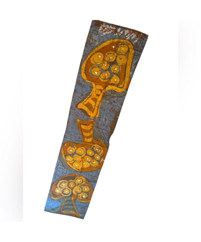 Artistic Batik Fabric with Tree Design Mushroom design  SILK Wanda Scarf 1970s