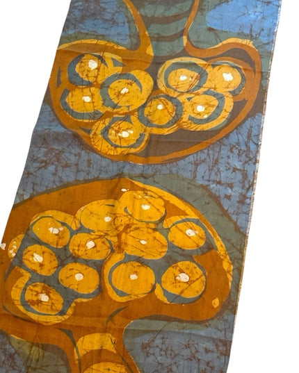Artistic Batik Fabric with Tree Design Mushroom design  SILK Wanda Scarf 1970s