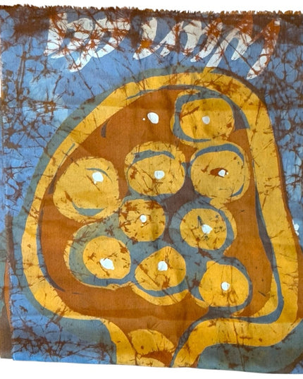 Artistic Batik Fabric with Tree Design Mushroom design  SILK Wanda Scarf 1970s