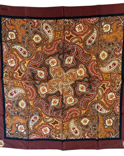 Vintage Bill Blass Brown Paisley Pattern Silk Scarf Wrap floral