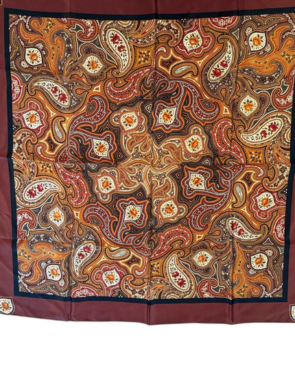 Vintage Bill Blass Brown Paisley Pattern Silk Scarf Wrap floral
