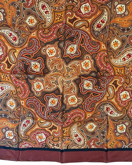 Vintage Bill Blass Brown Paisley Pattern Silk Scarf Wrap floral