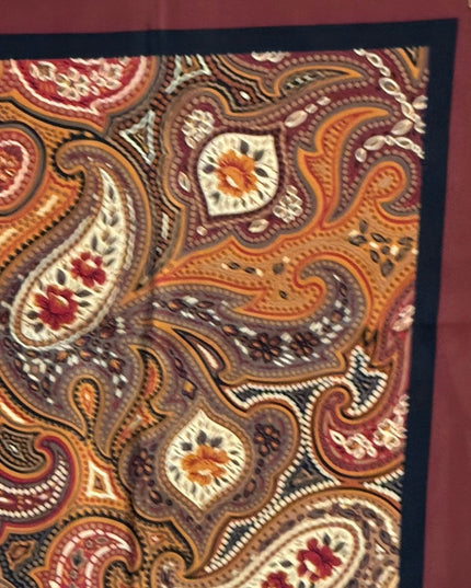Vintage Bill Blass Brown Paisley Pattern Silk Scarf Wrap floral