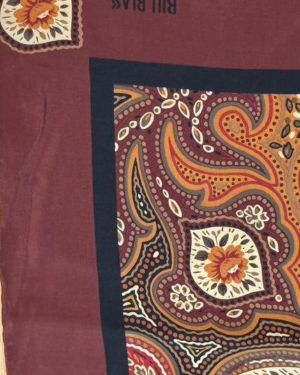 Vintage Bill Blass Brown Paisley Pattern Silk Scarf Wrap floral