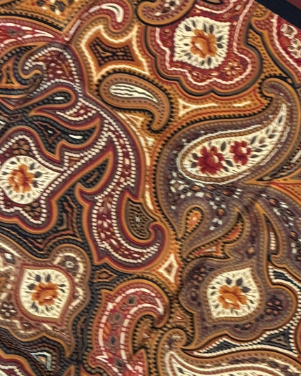 Vintage Bill Blass Brown Paisley Pattern Silk Scarf Wrap floral