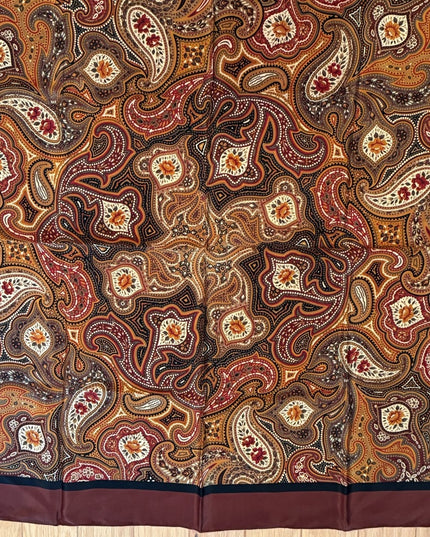 Vintage Bill Blass Brown Paisley Pattern Silk Scarf Wrap floral