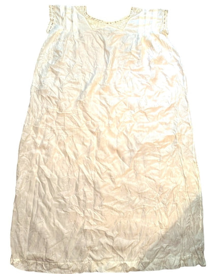 Lovely Antique Late 1800s Silk Cream Sleeveless slip under dress crochet collar