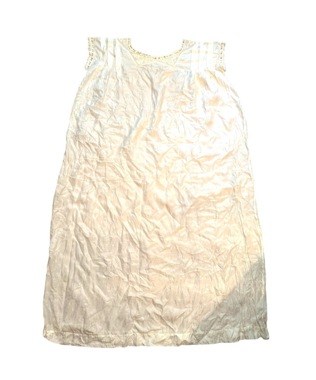Lovely Antique Late 1800s Silk Cream Sleeveless slip under dress crochet collar