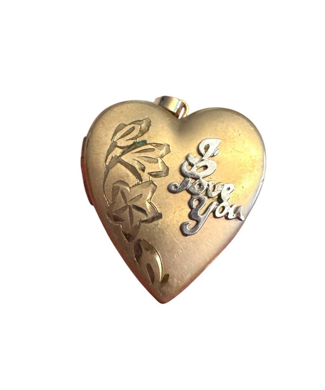 Vintage 14K GF “I Love You”  Heart Locket 1” Pendant