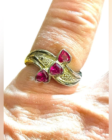 Authentic Ruby heart Sterling silver diamond illusion ring