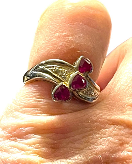 Authentic Ruby heart Sterling silver diamond illusion ring