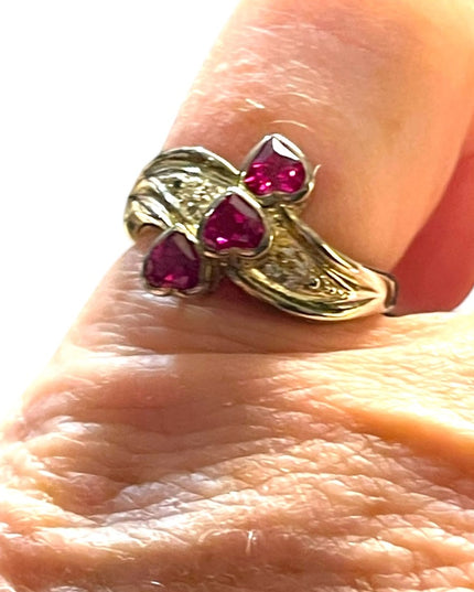 Authentic Ruby heart Sterling silver diamond illusion ring