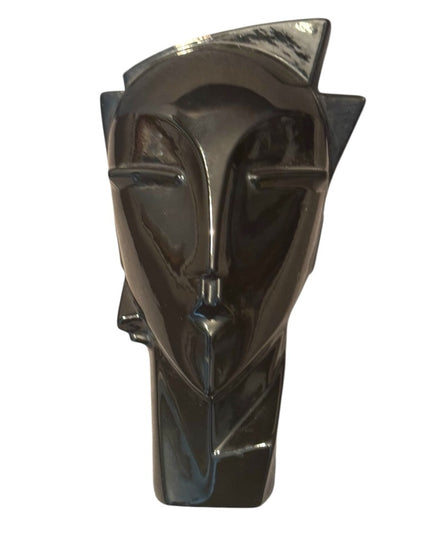 Black Vintage Lindsey B Balkweill Style Ceramic Art Deco Bust Head Sculpture