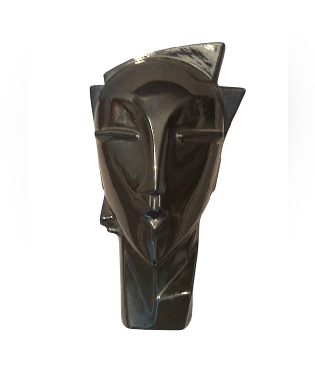 Black Vintage Lindsey B Balkweill Style Ceramic Art Deco Bust Head Sculpture
