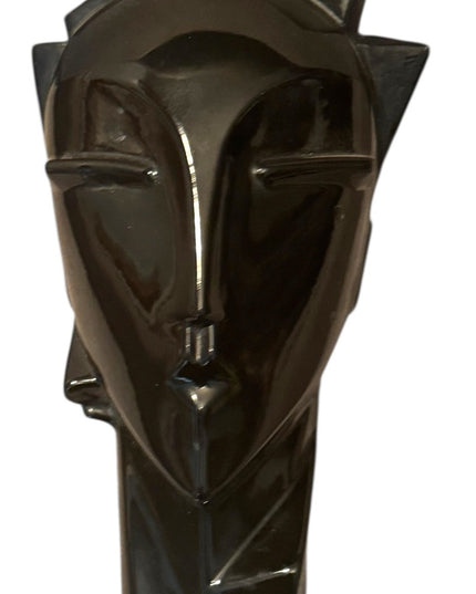 Black Vintage Lindsey B Balkweill Style Ceramic Art Deco Bust Head Sculpture