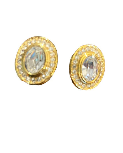 - Vintage Oscar De La Renta 1980s Crystal earrings gold finish
