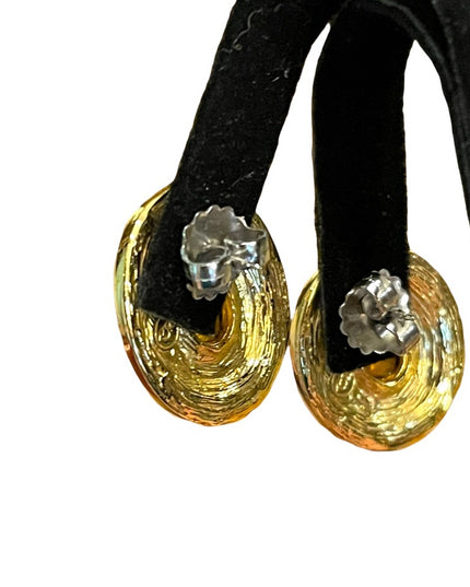 - Vintage Oscar De La Renta 1980s Crystal earrings gold finish