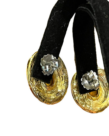 - Vintage Oscar De La Renta 1980s Crystal earrings gold finish