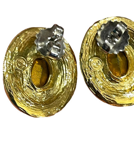 - Vintage Oscar De La Renta 1980s Crystal earrings gold finish