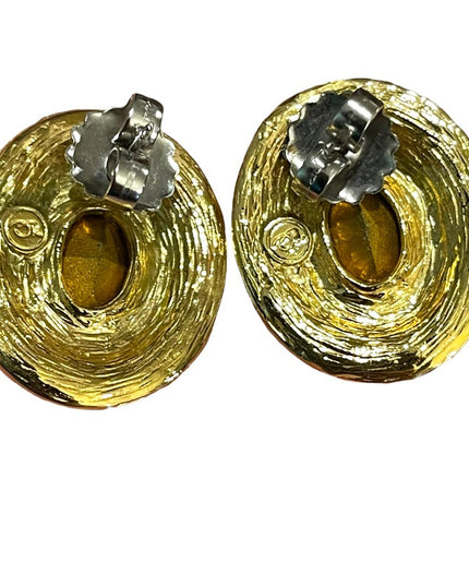 - Vintage Oscar De La Renta 1980s Crystal earrings gold finish