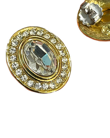 - Vintage Oscar De La Renta 1980s Crystal earrings gold finish